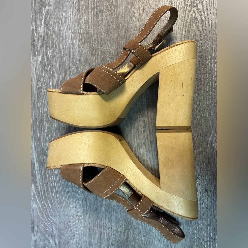Sam Edelman Brown Suede Platform Sandal Heels - Picture 4 of 13